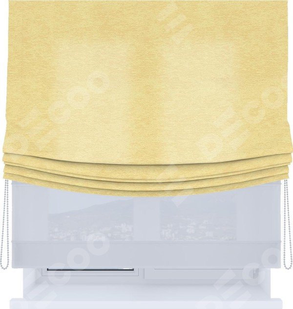 Римская штора «Кортин», день-ночь с мягкими складками, софт однотонный золотой