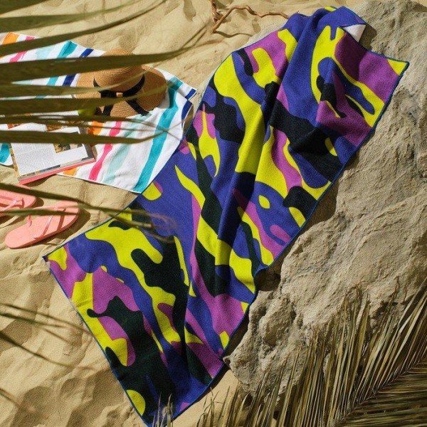 Полотенце пляжное Этель "Purple khaki" 70*140 см,100%п/э, 250гр/м2,