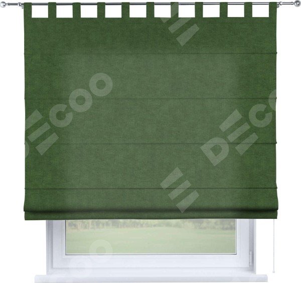 Римская штора «Кортин», канвас зелёный, на петлях