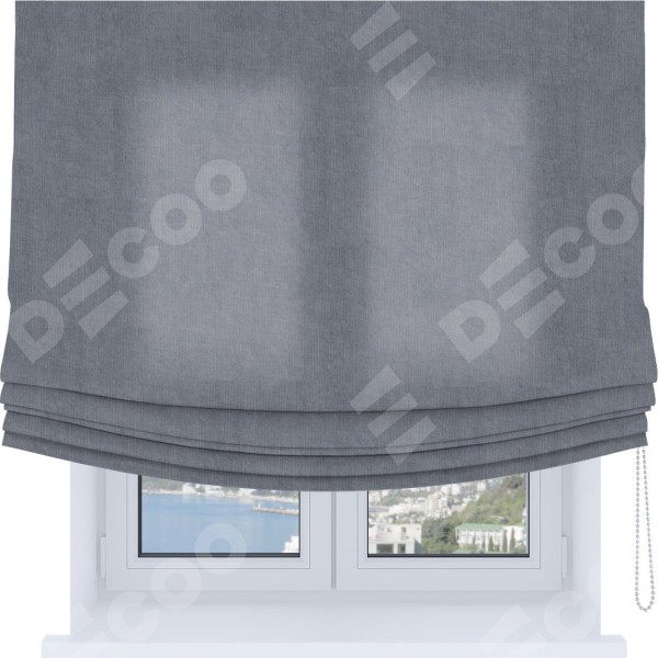 Римская штора «Кортин», канвас васильковый, Soft с мягкими складками