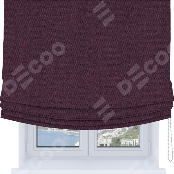 Римская штора Soft с мягкими складками, ткань лён димаут фиолетовый