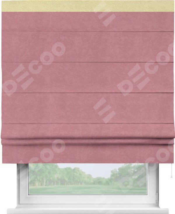 Римская штора «Кортин» с кантом Кинг, для проема ткань софт однотонный розовый