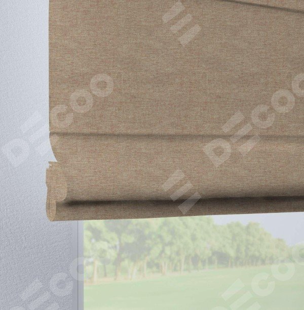 Римская штора на петлях «Кортин», ткань лён кашемир коричневый