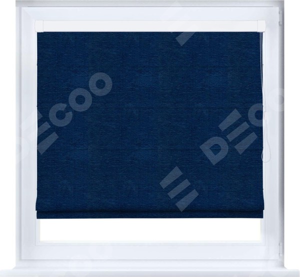 Римская штора «Кортин» кассетная, ткань софт однотонный синий