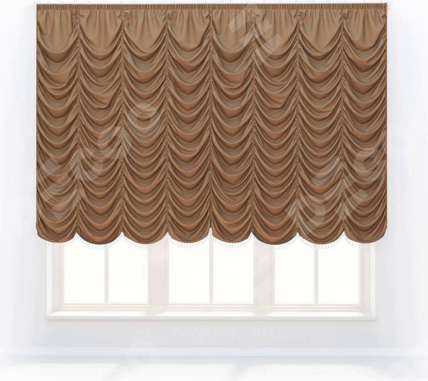 Французская штора «Кортин», ткань вельвет песочный