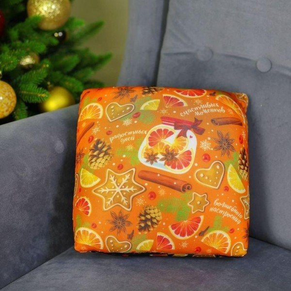 Подушка декоративная «Пожелания», новогодняя, вкусняшки, 23х23 см