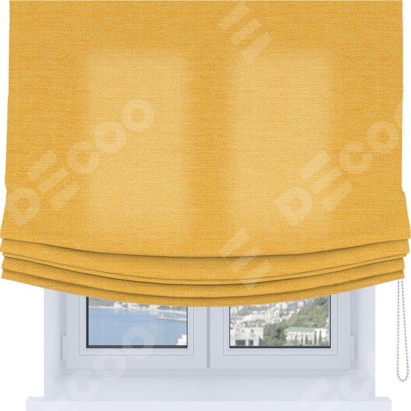 Римская штора Soft с мягкими складками, ткань лён желтый