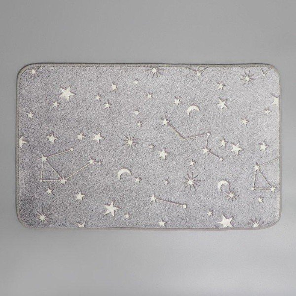 Коврик Доляна «Светящиеся звёзды», 50×80 см, цвет серый, рисунок МИКС