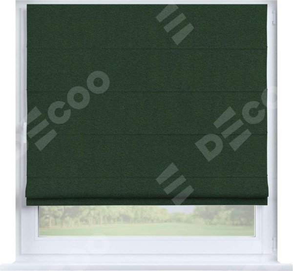 Римская штора «Кортин» на створку, ткань лён блэкаут, зелёный
