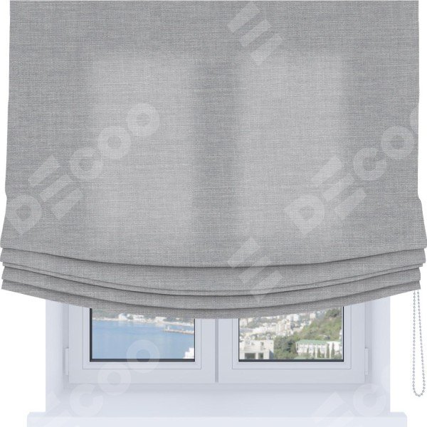Римская штора Soft с мягкими складками, ткань лён серый