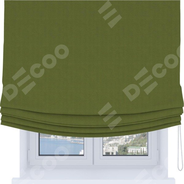 Римская штора Soft с мягкими складками, ткань блэкаут однотонный цвет оливковый
