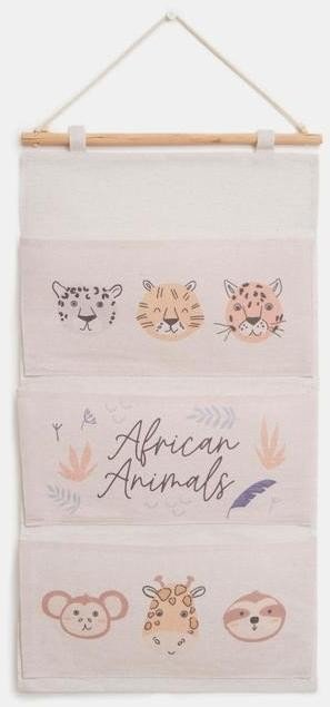 Кармашек текстильный Этель "African animals", 3 отделения, 34*63,5 см