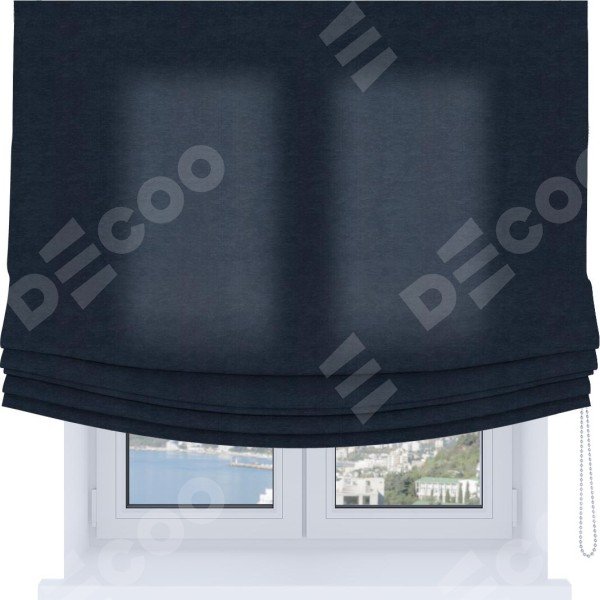 Римская штора Soft с мягкими складками, ткань софт однотонный тёмно-синий