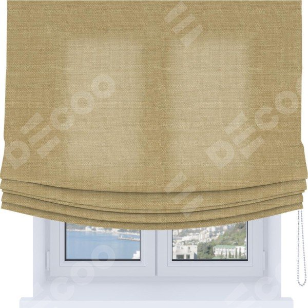 Римская штора Soft с мягкими складками, ткань лён бежевый