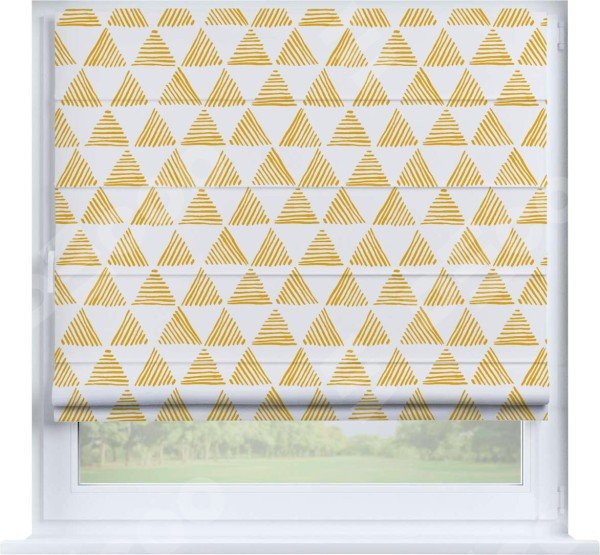 Римская штора «Кортин» на створку «Желтые треугольники»
