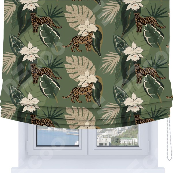 Римская штора Soft с мягкими складками, «В тропическом лесу»
