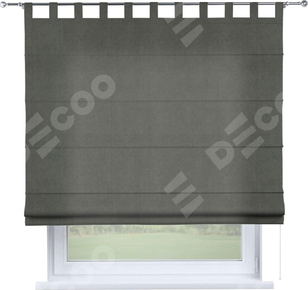 Римская штора на петлях «Кортин», ткань вельвет тёмно-серый