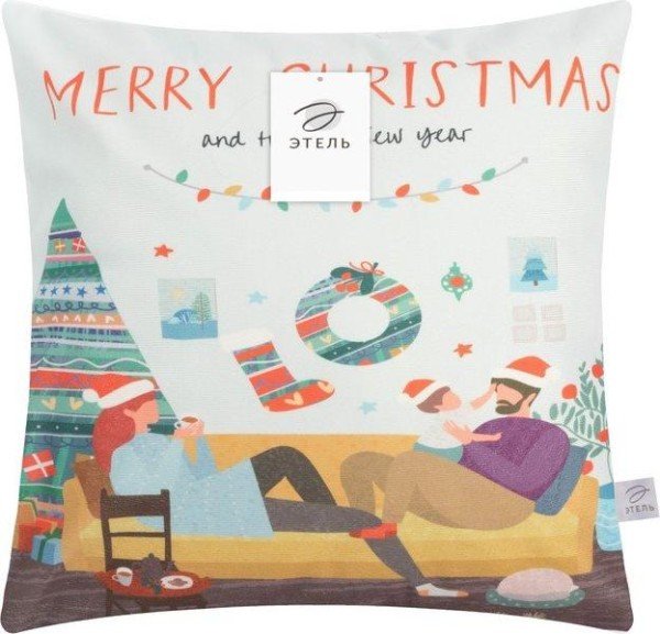 Наволочка на подушку Этель "Merry Christmas" 40 х 40 см, 100% п/э