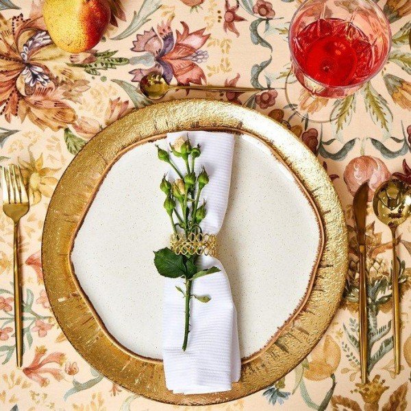 Набор столовый «Этель» Floral pattern, скатерть 147x184 +/-2 см с ГМВО, салфетки 40х40 см - 8 шт