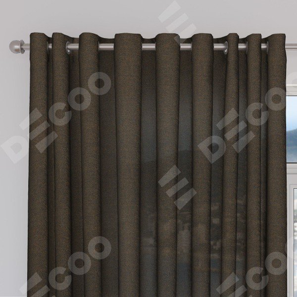 Комплект штор 2 шт, лён, цвет тёмно-коричневый, размер от 45 см