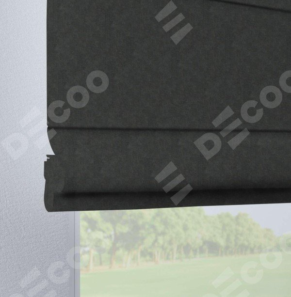 Римская штора на петлях «Кортин», ткань вельвет цвет тёмно-серый