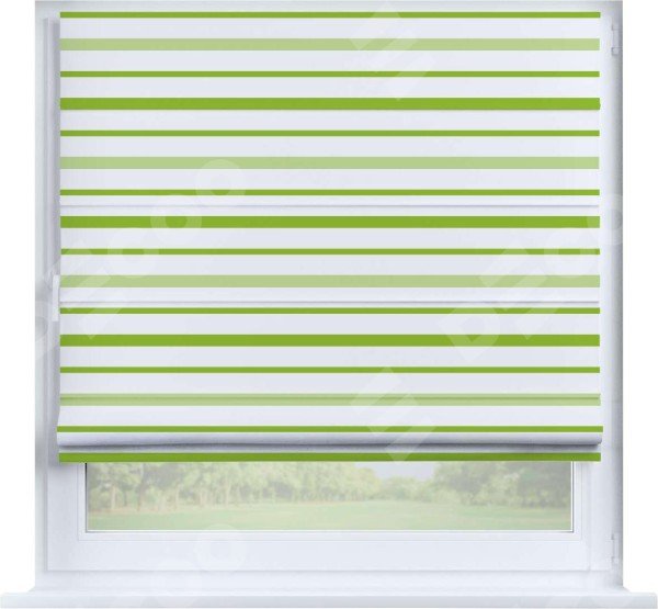 Римская штора «Кортин» на створку «Зелёные горизонтальные полоски»