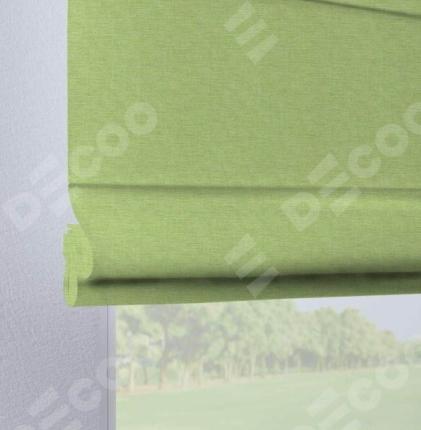 Римская штора на петлях «Кортин», ткань лён зеленый