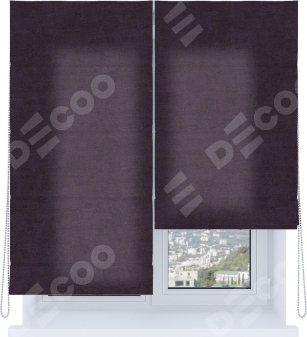 Римская штора «Кортин», вельвет тёмно-фиолетовый, система «Комфорт»