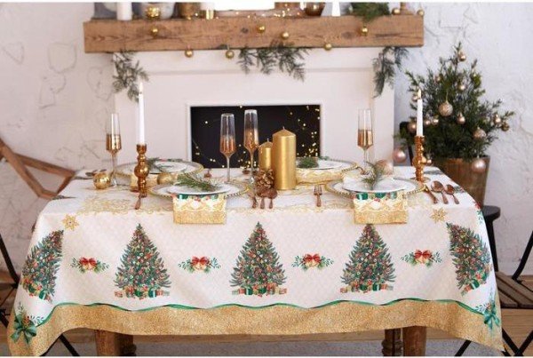 Набор столовый Этель "Golden Christmas" скатерть 150*110 +/-3см с ГМВО, салф.40х40см - 4шт,