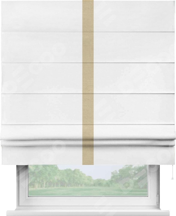 Римская штора «Кортин» с кантом Хайвэй, для проема, ткань вельвет дымчато-белый