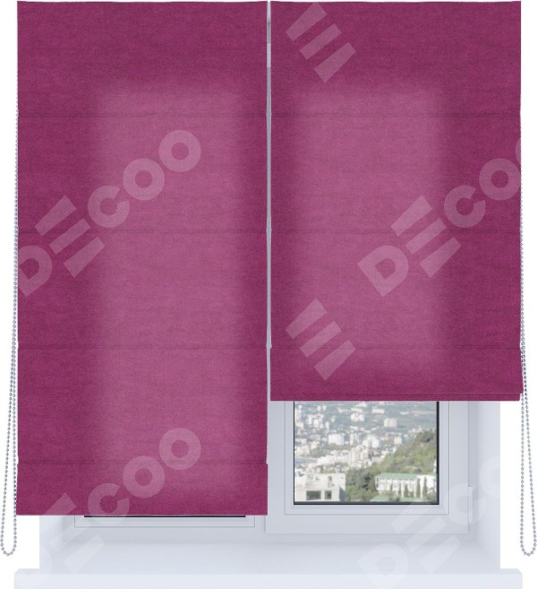 Римская штора «Кортин», система «Комфорт», вельвет фиолетовый