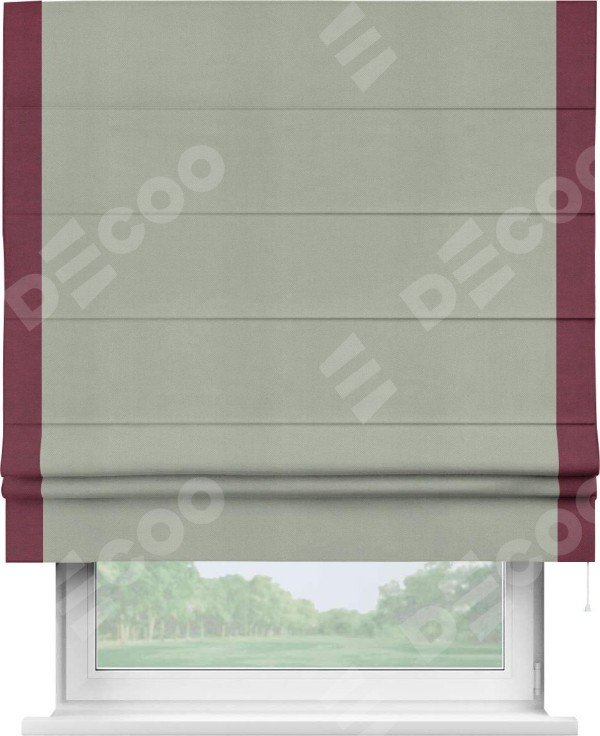 Римская штора «Кортин» с кантом Стрим Дуо, для проема, ткань вельвет cветло-серый