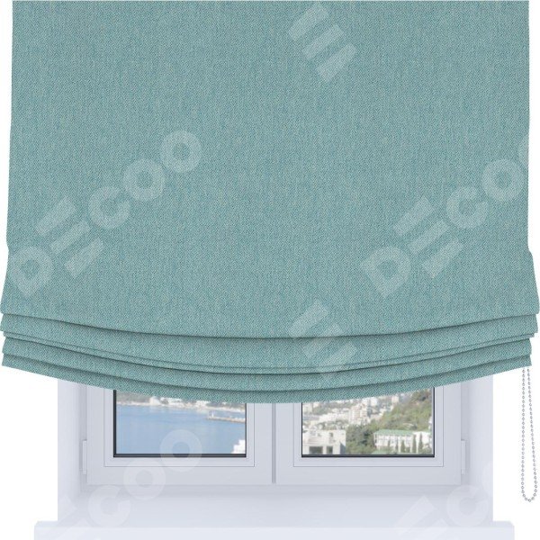 Римская штора Soft с мягкими складками, ткань твид блэкаут небесно-голубой