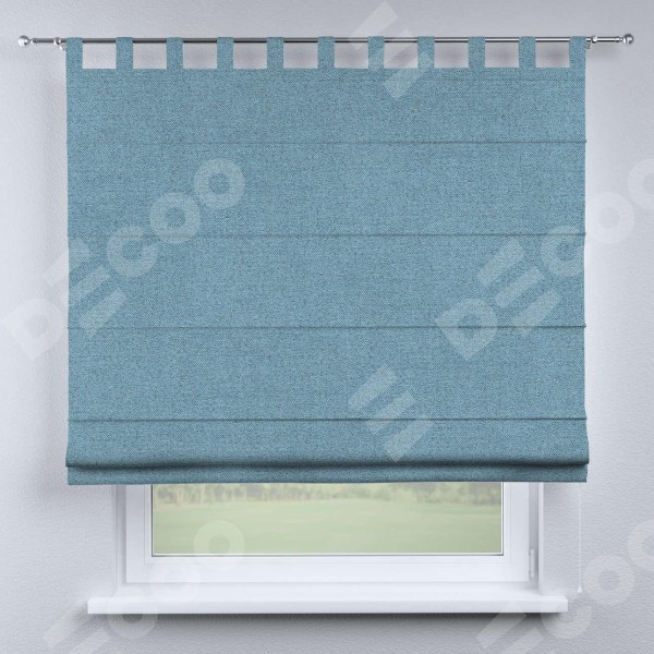 Римская штора на петлях «Кортин», ткань лён блэкаут, голубой