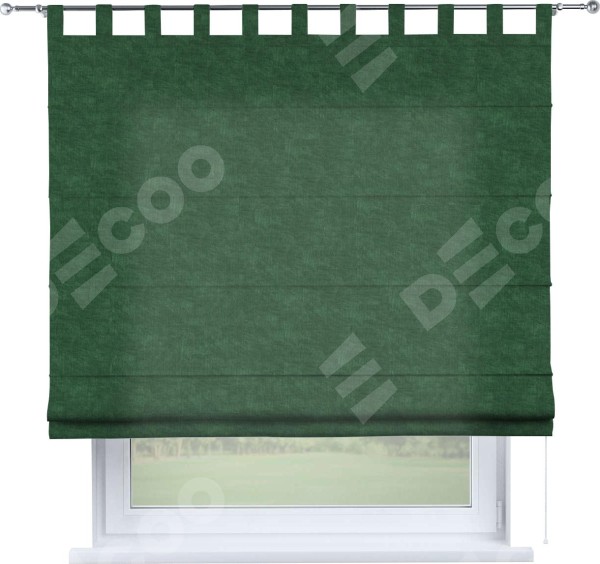 Римская штора «Кортин», канвас тёмно-зелёный, на петлях