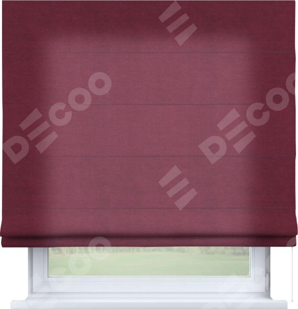 Римская штора «Кортин» для проема, ткань вельвет бордовый