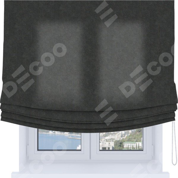 Римская штора Soft с мягкими складками, ткань вельвет цвет тёмно-серый
