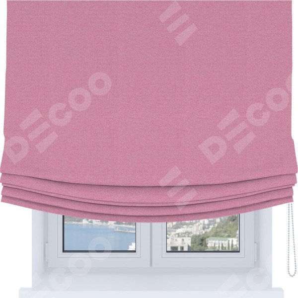 Римская штора Soft с мягкими складками, ткань лён димаут розовый