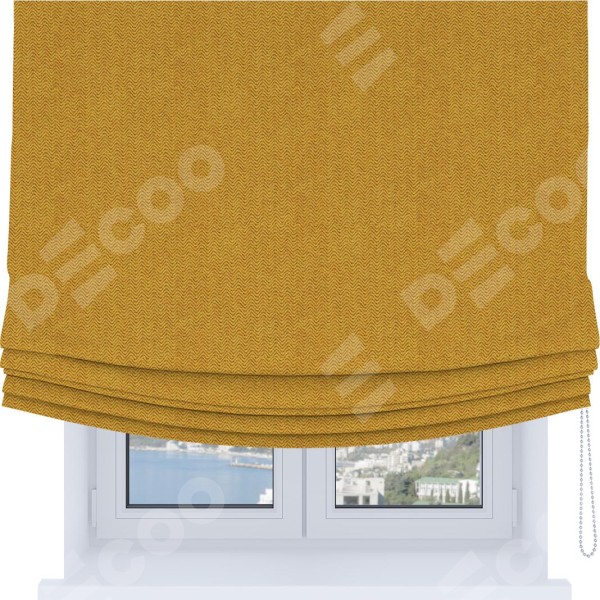 Римская штора Soft с мягкими складками, ткань твид блэкаут медово-желтый
