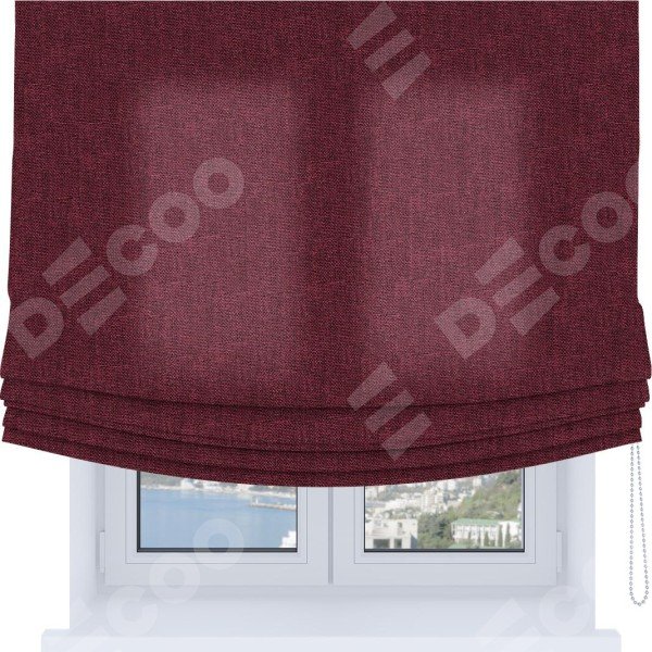 Римская штора Soft с мягкими складками, ткань лён кашемир цвет бордовый