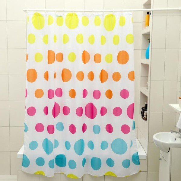 Штора для ванной комнаты Доляна «Цветное драже», 180×180 см, полиэстер