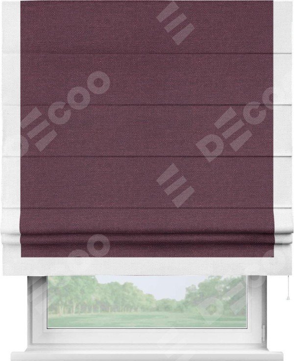 Римская штора «Кортин» с кантом Виктория, для проема, ткань лён фиолетовый