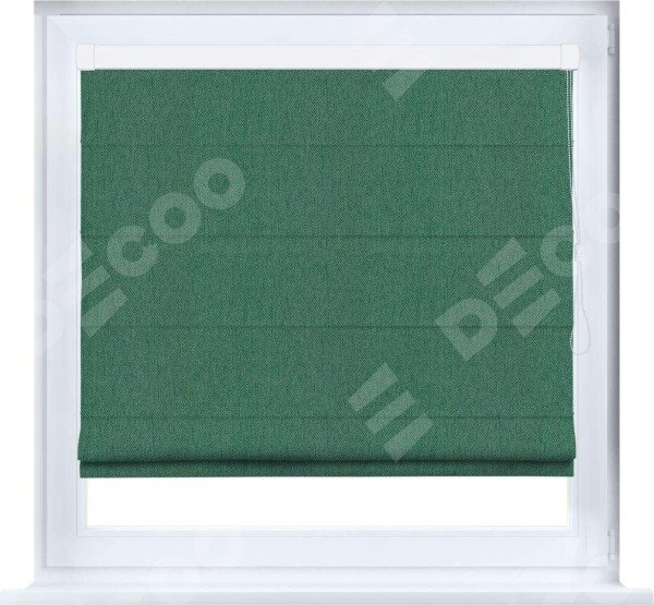 Римская штора «Кортин» кассетная, ткань твид блэкаут, зелёный