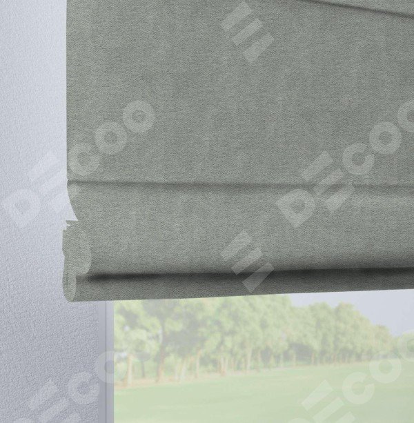 Римская штора на петлях «Кортин», ткань твид блэкаут, светло-серый