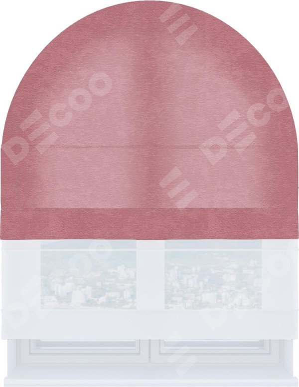 Римская штора «Кортин» день-ночь для арочного проёма, ткань софт однотонный розовый
