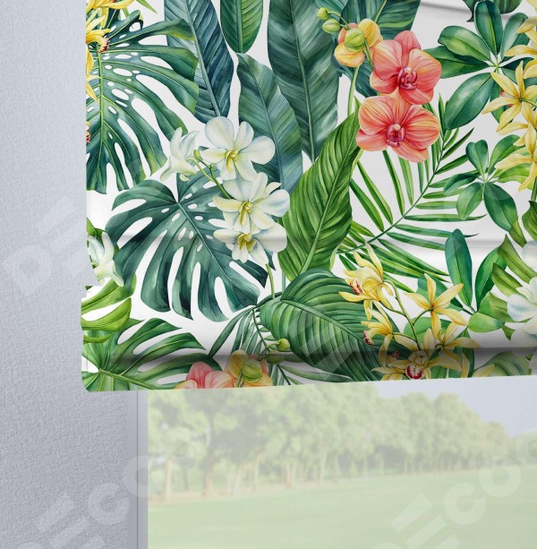 Римская штора на петлях «Орхидеи в тропиках»