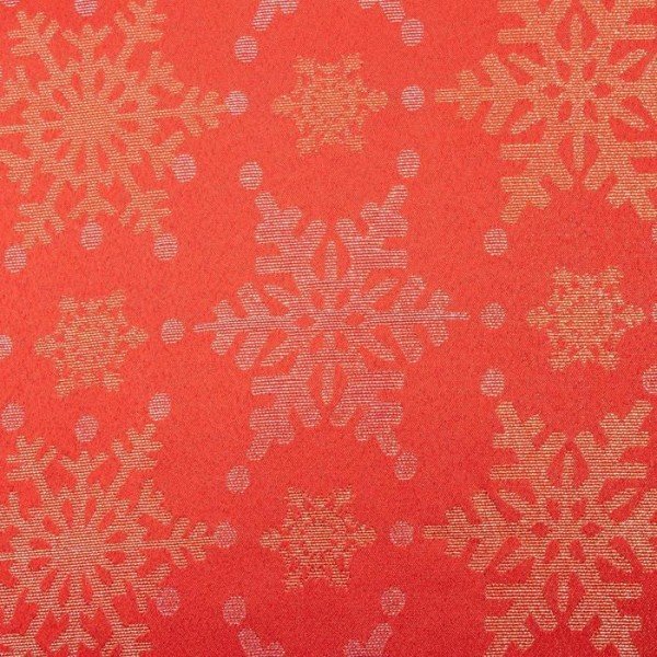 Скатерть Этель «Новый год: Снежинки» цвет красный, 142*220 +/-3 см, 115 ±10 гр, 100%