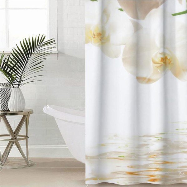 Штора для ванной комнаты Доляна «Орхидея над водой», 180×180 см, полиэстер
