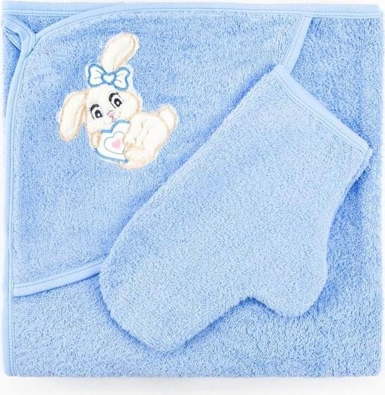 Набор для купания (полотенце-уголок, рукавица), размер 100х110 см, цвет голубой (арт. К24)
