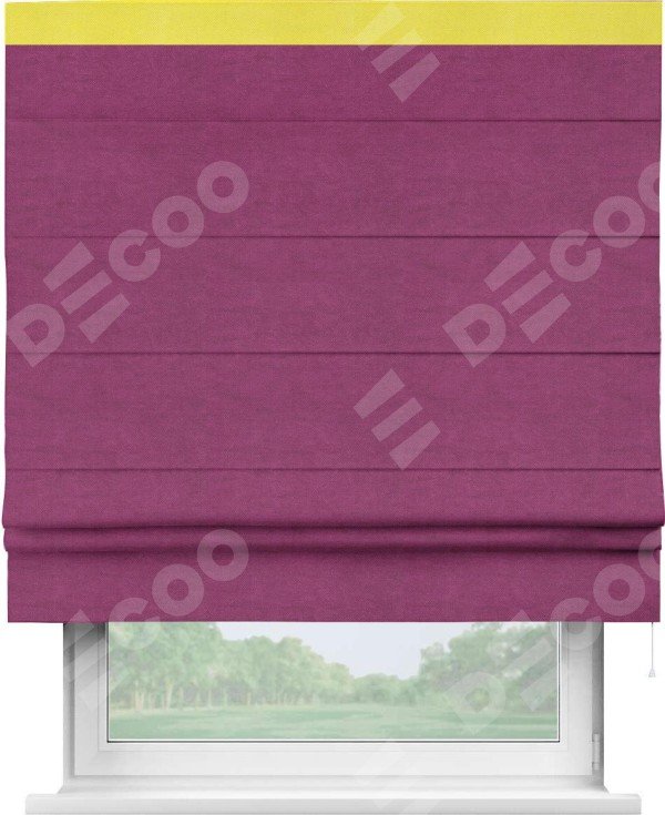 Римская штора «Кортин» с кантом Кинг, для проема, ткань вельвет фиолетовый